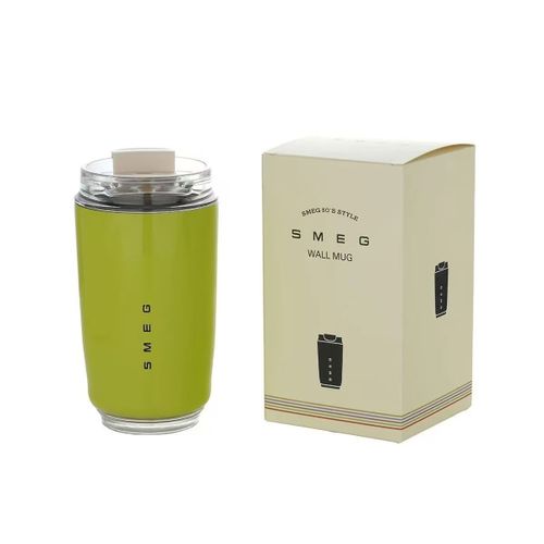 Smeg, Tasse À Emporter Utilisable À Froid Et À Chaud, En Acier Inoxydable De Qualité Alimentaire.-Vert