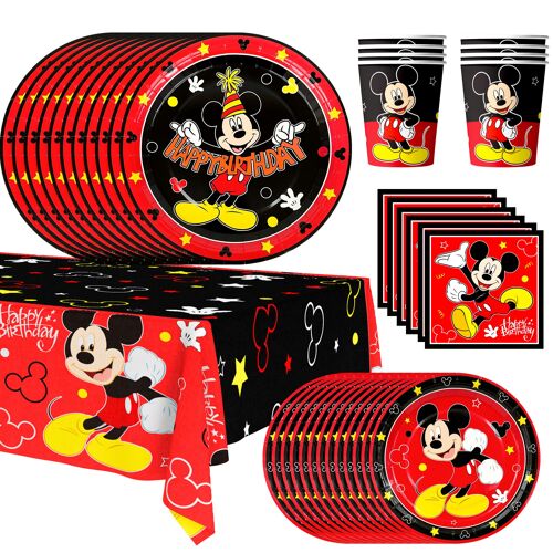 Décoration de Fête D'anniversaire, Mickey Mouse Ensemble de Vaisselle de Fête Articles de Table pour Fêtes D'anniversaire
