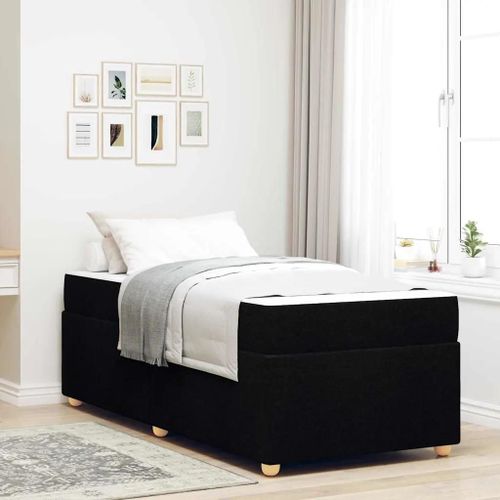 Vidaxl Cadre De Lit Avec Matelas Autre Noir 80 X 200 Cm Tissu