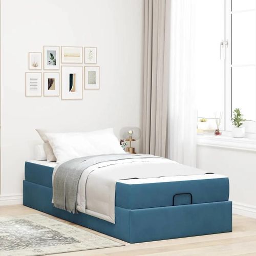 Vidaxl Cadre De Lit Avec Stockage Bleu 90 X 190 Cm Velours