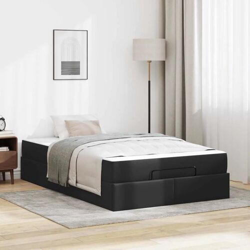 vidaXL Cadre de lit avec matelas Autre Noir 120 x 200 cm Faux cuir