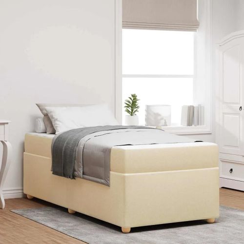 Vidaxl Cadre De Lit Avec Matelas Crème 100 X 200 Cm Tissu