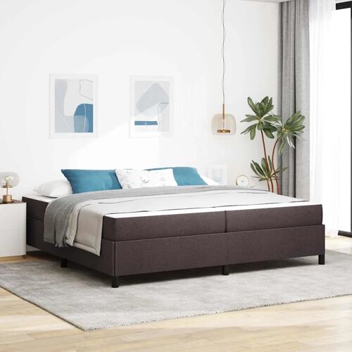vidaXL Lit à ressorts Marron 200 x 200 cm Tissu, Bois Engineered