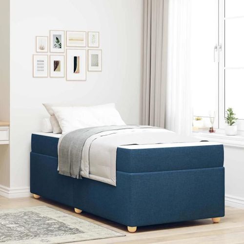 Vidaxl Cadre De Lit Avec Matelas Bleu 100 X 200 Cm Tissu