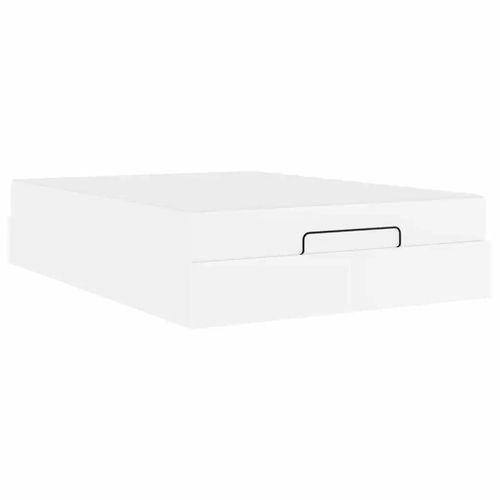 Vidaxl Cadre De Lit Avec Matelas Blanc Pur 160 X 200 Cm Faux Cuir