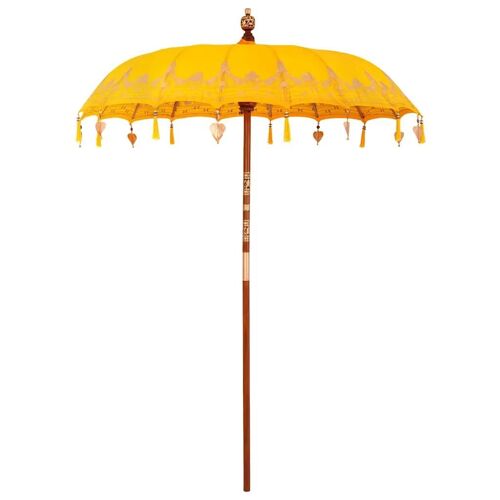 Vidaxl Parasol Autre Jaune X 250 Cm Coton Et Bois Massif