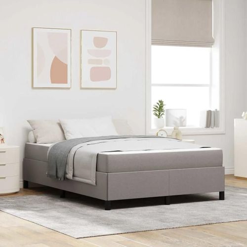 Vidaxl Lit À Ressorts Taupe, Noir 140 X 190 Cm Tissu, Bois Engineered