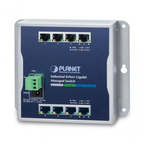 PLANET WGS-4215-8T - Commutateur - Géré - 8 x 1000Base-T - Montage sur rail DIN, fixation murale - Tension CC