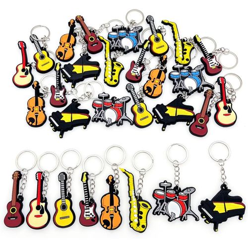 lbgwp60-30X Porte-Clés Instrument Musique Pour Faveurs Fête Musicale Décorations De Fête À Thème Musical Souvenirs Cadeaux Sur Thème De Musique, Ukulélé Guitare Électrique Violon Piano Saxophone Batt