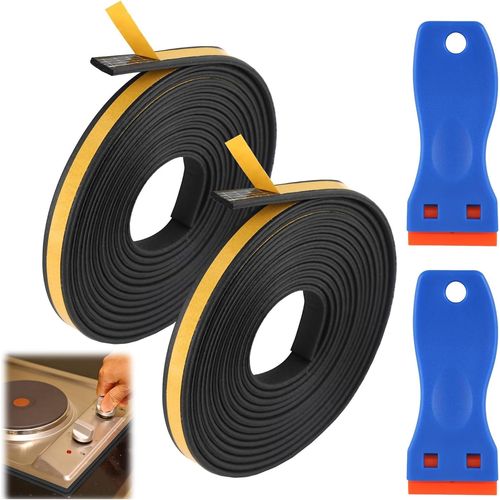 ASFASFq-Lot de 2 Ruban d'étanchéité pour Plaque de Cuisson, 9 mm x 2 mm x 3 m Joint Plaque Induction dont Plaque Vitrocéramique Avec petit Grattoir, Bande Etancheite Autocollante Imperméable pour Cui