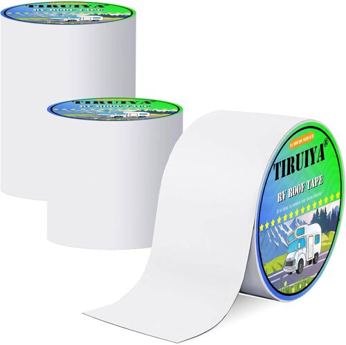 Ruban Pour Caravane,Ruban Étanche Blanc En Butyle,Bande Etancheite Autocollante Bitumeuse Pour Rv,Camping-Car,Toiture,Bateau Réparer Les Fuite (5cm X 10m X 1roll)
