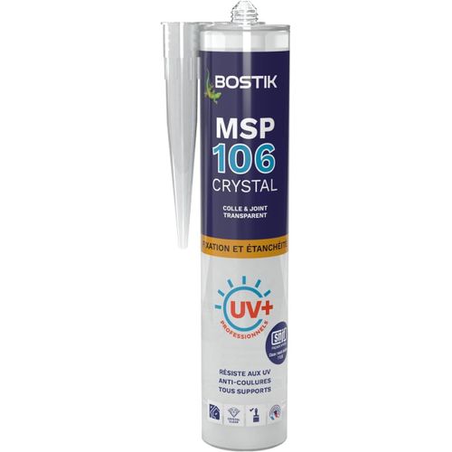 Mastic Colle Transparent Msp 106 Invisible-Pour Collages Et Joints D'étanchéité-Multi-Matériaux-Intérieur-Formule Ms Polymère-Sans Solvants Ni Isocyanate-Cartouche 290 Ml