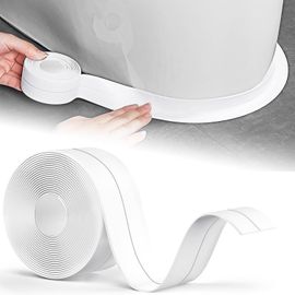 Joint Silicone Blanc Salle De Bain,10m*38mm Joint Baignoire,Ruban D'étanchéité,Anti-Moisissure Et Imperméable,Plinthe Souple Autoadhésive Adapté À La Cuisine,Les Toilettes