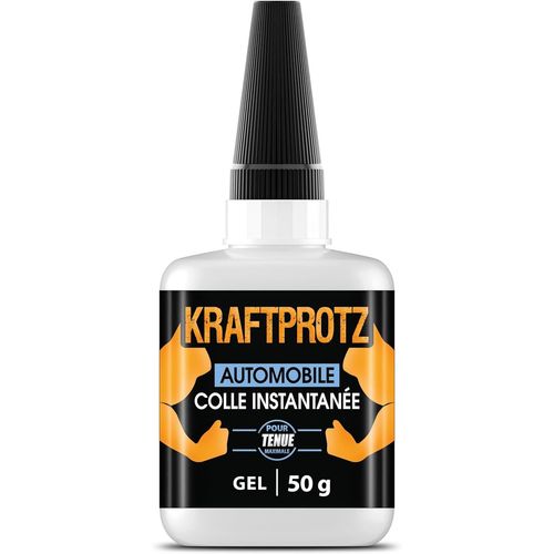 Kraftprotz Automobil 50 G|Colle Super Glue Épaisse|Colle Automobile Transparente|Idéal Comme Colle À Plastique,Colle À Textile,Colle À Verre,Colle À Cuir,Colle À Bois,Etc.