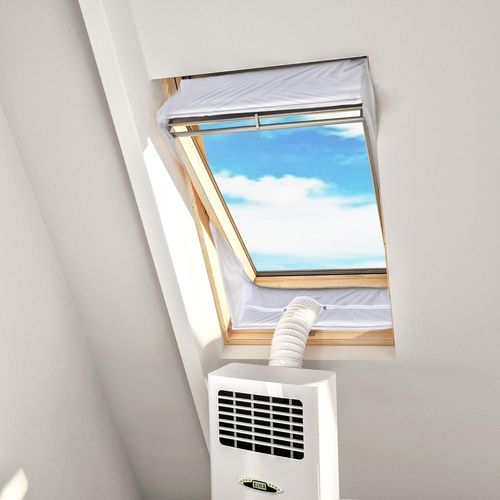 Tissu d`Isolation pour Fenêtre à Pivot Central avec Un Périmètre Allant Jusqu`à 300cm- pour Climatiseur Mobile et Sèche-Linge-Adapté à Toutes Les Unités Mobiles De Climatisation(2x150CM)