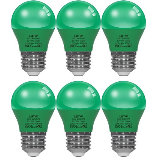 Ampoule Led Couleur E27, 5w Équivalent Incandescence 40w, G45 Mini Globe Ampoule Écoénergétique Colorée, Violet Rose Jaune Vert Rouge Bleu, Pour Mariages, Halloween, Noël, Lot De 6