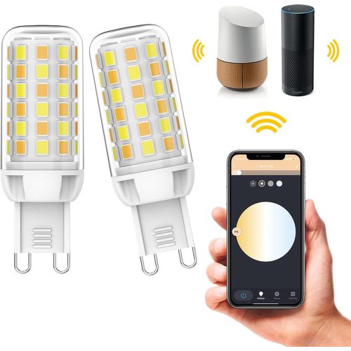 G9 Ampoule Led Dimmable Smart G9 Ampoules Compatible Avec Alexa Echo Google Home Smartthings 4w 350lm Led Ampoule Remplacement 40w G9 Ampoule Halogène Commande Vocale Wifi Smart G9 2er Pack