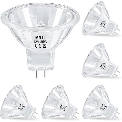 Ampoule Halogène Mr11 Gu4 12v 35w,Ampoule Spot 35mm Gu4 Dimmable Avec Couvercle En Verre,Blanc Chaud 2700k Projecteur À Base Bi-Pin Pour Encastré,Éclairage Paysager,Lot De 6