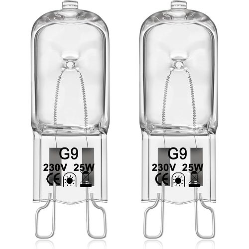 Ampoule G9 Pour Four,Halogène Ampoules 230V 25W Halogen Dimmable,260LM Lampe à Tolérance de 300°C,Pour Four Neff/AEG/Smeg/Hotpoint/Bosch/Whirlpool/,Electrolux/Zanussi/De Dietrich Lot 2