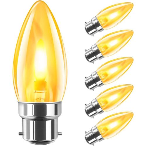Ampoule B22 À Filament,1w Ampoule Flamme,Ampoules Décoratives À Faible Luminosité,Bougie Forme C35 Rétro,1800k Crépuscule,Non-Dimmable,2 Modes De Simulation,Lot De 6