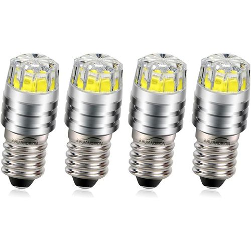 Lot De 4 Ampoules Led E10 3 V Cob 2 W De Remplacement Pour Lampe De Poche,Lampe De Poche,Feux Arrière,Blanc
