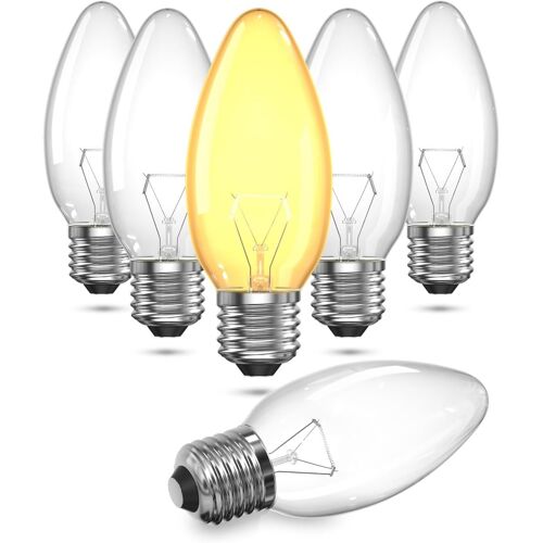 KALANKA-Ampoule Bougie Halogène E27 42W C35 Transparente Dimmable Blanc Chaud 2600K 220V Convient pour Salon, Chambre à Coucher, Salle à Manger ou Applique Murale Pack de 6