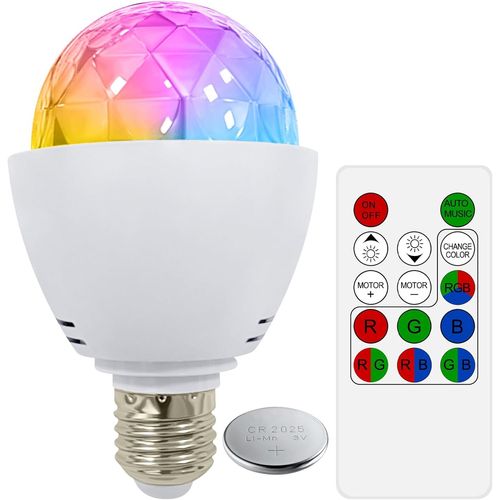 Ampoule Disco,E27 Lampe Multicolore Rotative RGB LED Lumière Façon Boule à Facettes Ampoule D'ambiance 3 W pour Discothèque,Karaoké,Fête,Scène,8 x 8 x 13 cm