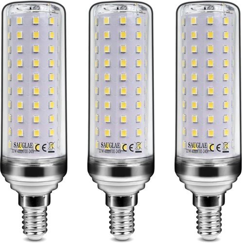 Sept-Ampoules Led 22w, Équivalent 180w Ampoule Incandescente, 2500lm, 4000k Blanc Neutre, Ampoules À Vis Edison E14, 3 Pièces