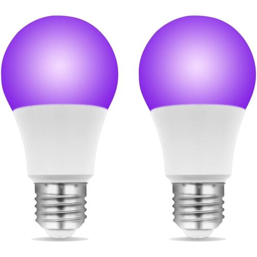 KALANKA-Ampoule Lumière Noire E27 LED 9W, UVA 385-400nm, Lumiere Noire Soiree Fluo, AC 85-265V, Lumière pour Fete Fluorescente Soirées Halloween Party, lot de 2