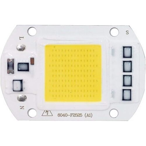 Puce Cob Led 50w Rectangulaire, Entrée Ac 220 V, Lampe Pilote Ic Intelligente Intégrée, Pour Projecteur De Bricolage, Blanc[Den5285456]