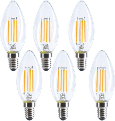 KALANKA-Ampoule LED Petit Culot à Vis E14 4W Blanc Chaud équivalent à 40W 2700K 450Lm en Forme de Bougie à Filament C35/B35 CRI>80,Lot de 6,Non Dimmable