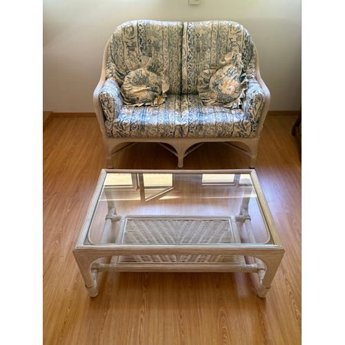 Canapé + Fauteuil Et Table Basse En Osier