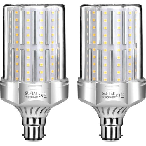 Ampoules Led 32w,Équivalent 260w Ampoule Incandescente,3600lm,3000k Blanc Chaud,Ampoules À B22 Baïonnette,2 Pièces