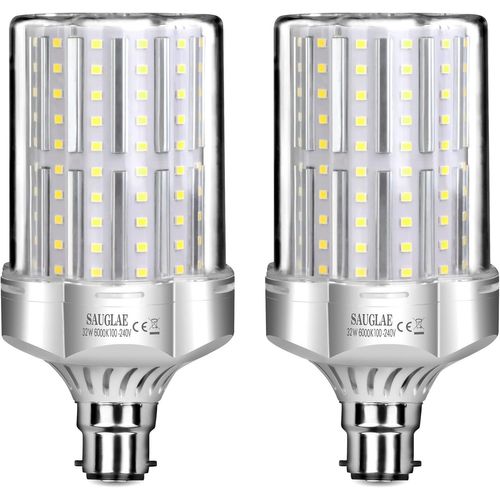 Tianyi-Ampoules Led 32w, Équivalent 260w Ampoule Incandescente, 3600lm, 6000k Blanc Froid, Ampoules À B22 Baïonnette, 2 Pièces