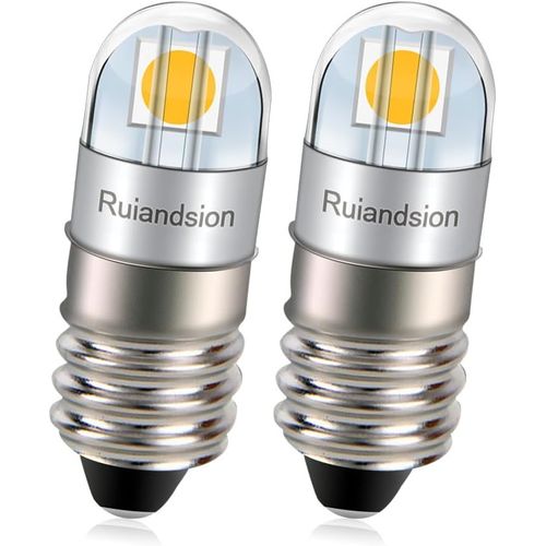 E10 Ampoule Led 3030 2smd Chip 24v Sans Polarité 200lm Blanc Chaud Led Ampoule De Remplacement Pour Les Lampes De Poche Torche Lumières De Travail Paquet De 2