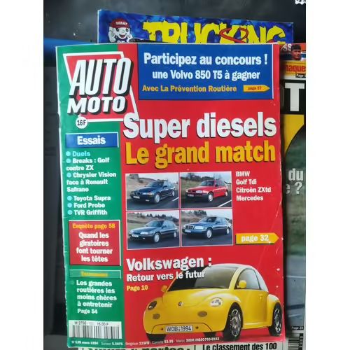Auto Moto 135 De 1994 Salon Golf Variant,Citroen Zx Break,Zx Avantage Td,Golf Atlanta Tdi,Bmw 325 Tds,Mercedes C250d,Toyota Supra,Ford Probe 2.5 24v,Chrysler Vision,Safrane V6i Rxe Auto,Tvr Griffith,