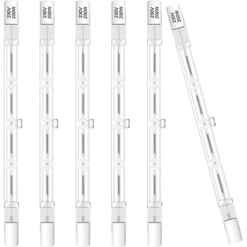 Kal-Ampoule Halogène 118mm 200w,Dimmable Ampoules Halogenes 230v Lampe Halogen,Blanc Chaud 2700k Pas De Scintillement R7s Pour Lampes De Sécurité, Éclairage Paysager, Pack Of 6