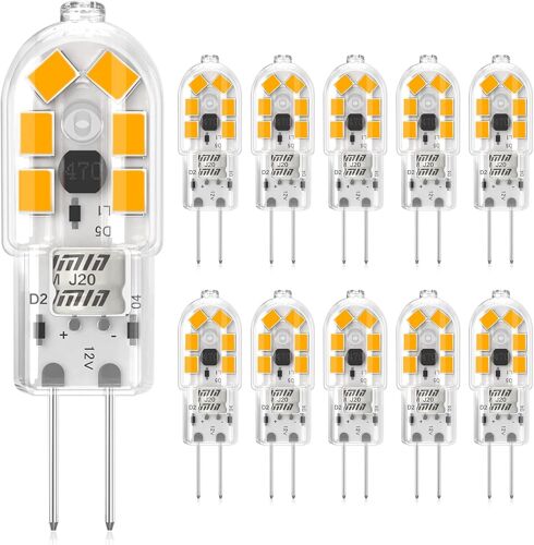 Eco. Luma Ampoules Led G4 2w Équivalent À 20w Halogène Lumière,12v Ac/Dc Blanc Chaud 3000k Ampoules À Économie D'énergie G4, Sans Scintillement, Angle De Faisceau De 360 °, Lot De 10[L2346]