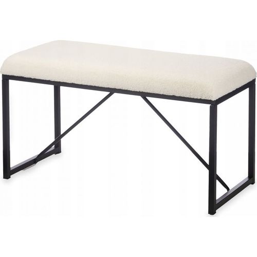 Banc - Gift Decor - Blanc Métal Tissu - 81 X 42 X 38 Cm