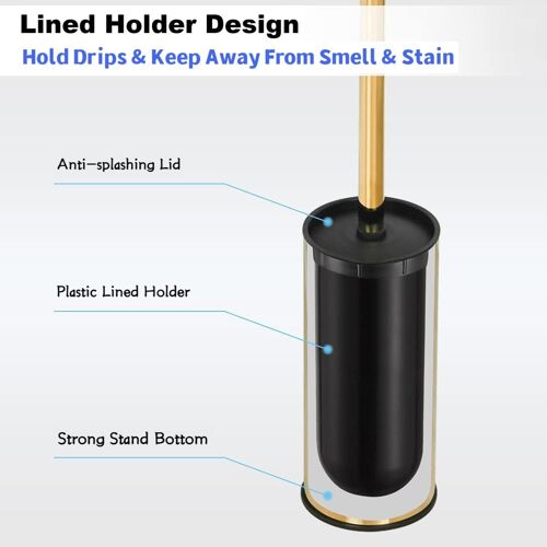 Senior-Wc Et Support En Acier Inoxydable, Fixation Murale, Autocollant, Long Manche, Sans Perçage, Nettoyant Robuste Pour Salle De Bain (Noir)[L1548]