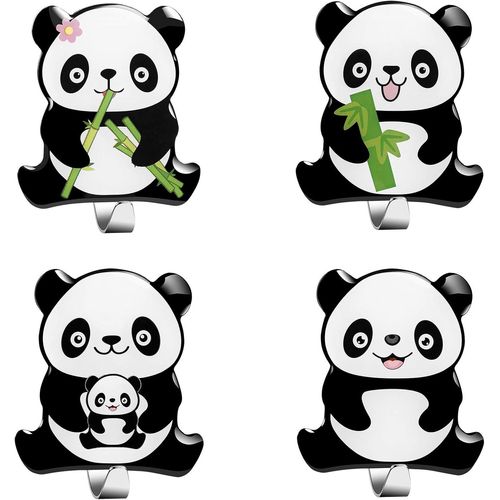 Tianyi-Panda Crochet Adhésif Mural, 4 Pièces Porte Serviette Salle De Bains En Acier Inox Auto-Adhésif Imperméable Et Résistant À L'huile Pour Cuisine, Salon Et Bureau - Crochet À Vêtements Enfant