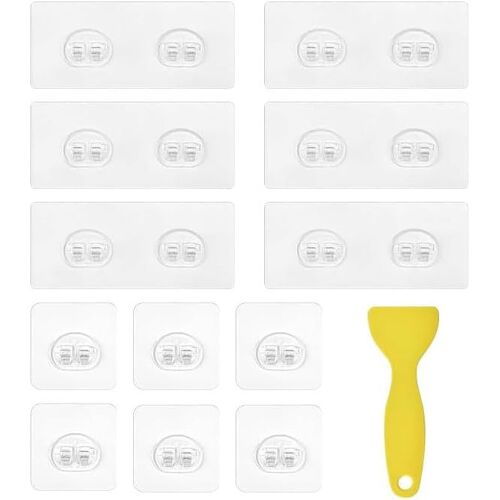 Lot de 12 Patères Crochet Adhesif Mural,Crochet Mural Adhesif+Grattoir Plastique,Murale Sans Percer,Accroche Tableau Sans Percer,Accroche Torchon Cuisine,Crochet Ventouse,Crochet Autocollant