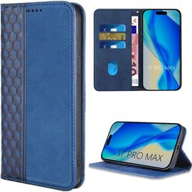 Coque pour iPhone 17 Pro Max, Protection Flip Case Cuir Synthétique Relief Mosaïque Bleu Marine - EFConnection