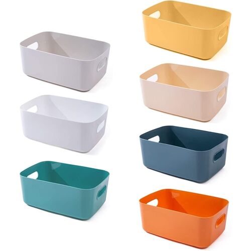 Jexnovashop-Lot De 7 Paniers De Rangement En Plastique - Plusieurs Couleurs Pour Cuisine, Placard, Bureau, École Et Maison