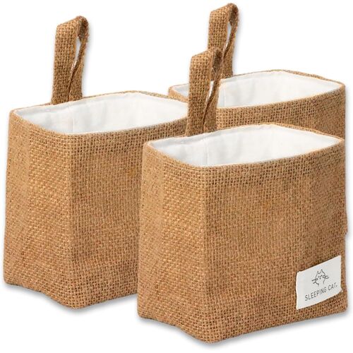 KALANKA-Petit panier de rangement suspendu en coton et lin pour bureau, idéal pour organiser les clés et les articles divers.