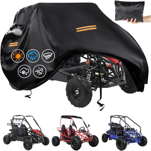 Gokart Cover Waterproof Large 420d Oxford 2 Seater Kart Accessories With Air Vent 4 Reflective Handles 2 Windproof Buckles Protective Car Cover For Gokart