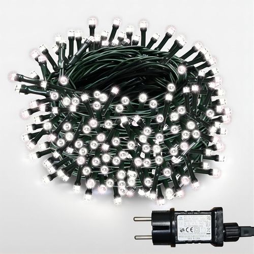 Kal-Guirlande Lumineuse 13m, 100 Led Blanc - Guirlande Lumineuse Sapin De Noël Avec Fonctions De Minuterie Et Prise - Intérieure Extérieure Décoration Pour Noël, Chambre, Jardin, Christmas