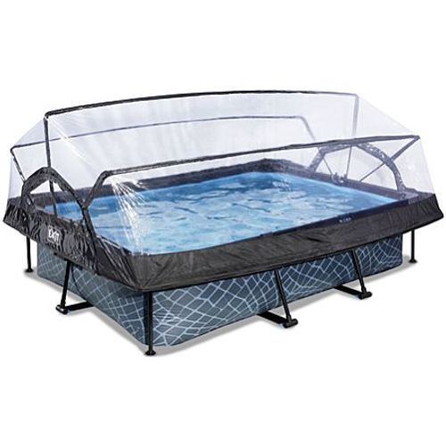 EXIT Piscine couverte Stone 300x200x65cm avec pompe de filtration - grise