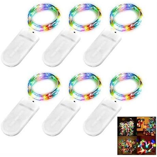Lot De 6 Guirlandes Lumineuses À Piles,Led Guirlande En Fil Cuivre Multicolore Pour Noël Fêtes Mariages Jardin Terrasse Pelouse Maison Décoration