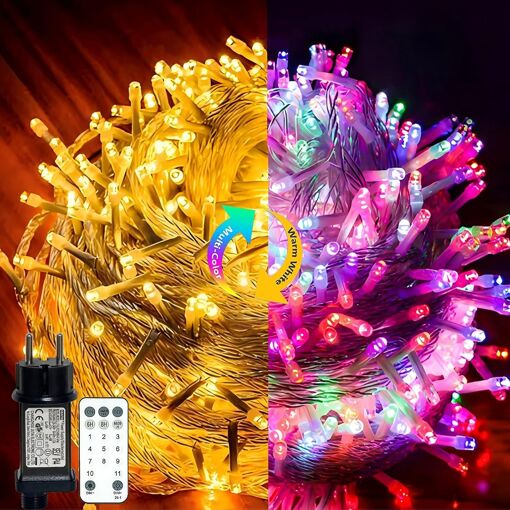 Guirlande Lumineuse LED 10 Mètres 100 LED - IP44 étanche - 8 Modes - Pour Intérieur Et Extérieur Noël